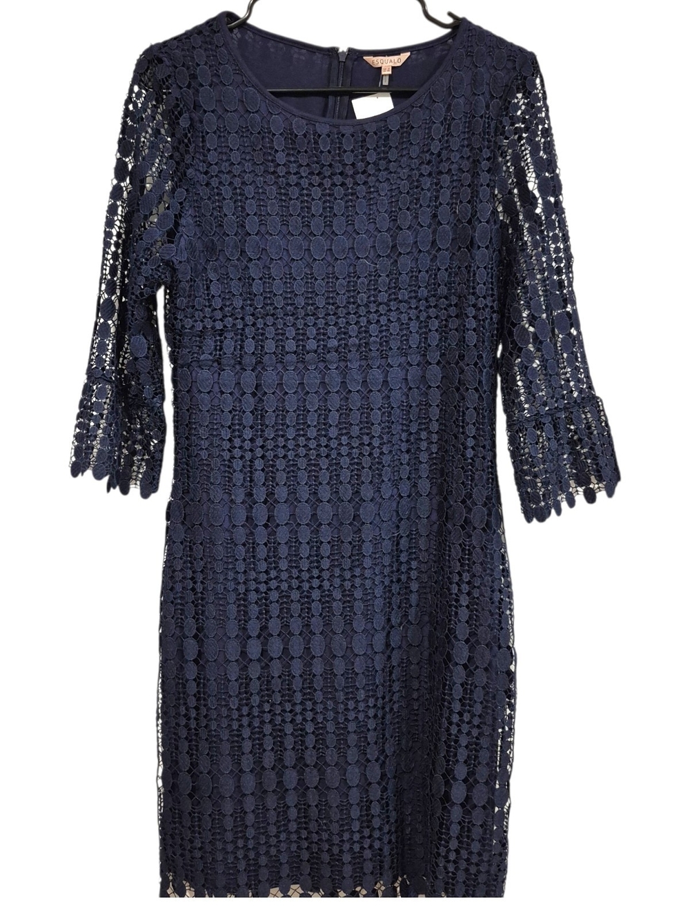 Guipure Lace Midi Dress Navy Blue, ESQUALO Size 8 (M) NWOT